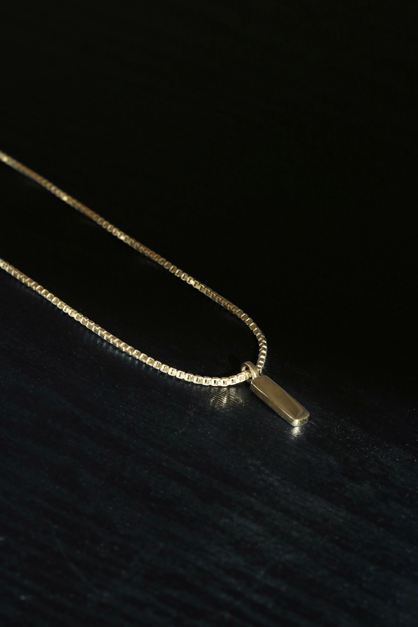 Men's Silver Box Chain with Bar Pendant