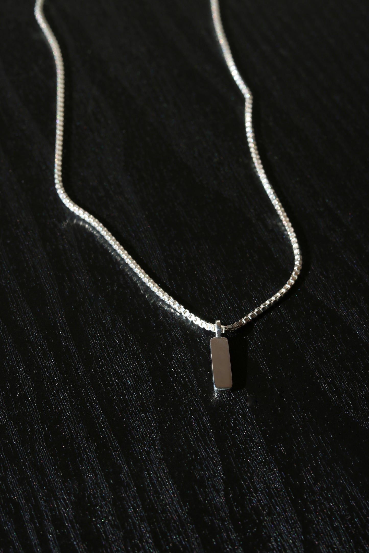 Men's Silver Box Chain with Bar Pendant