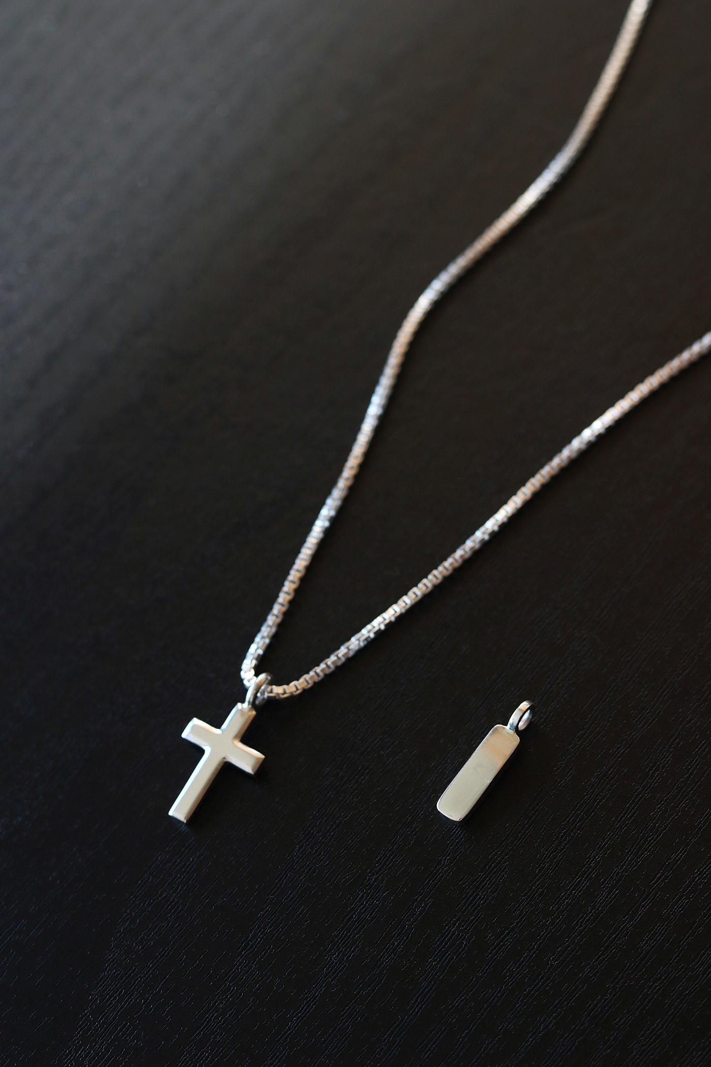 Bar and Cross Pendant with Box Chain Combo
