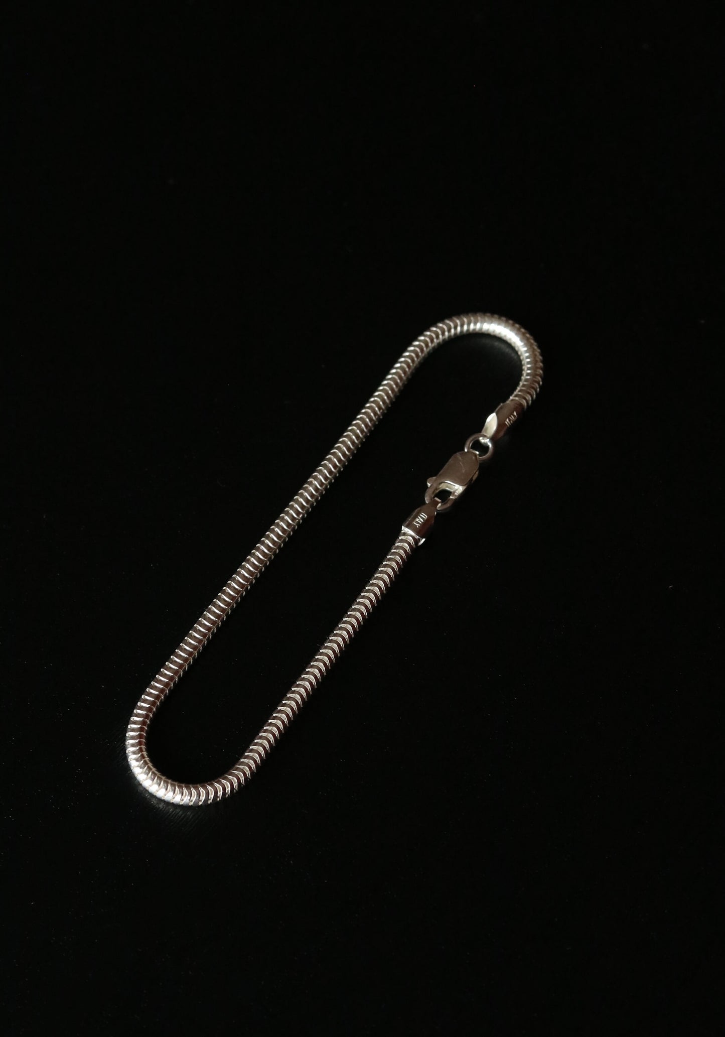 Men's silver snake chain bracelet.