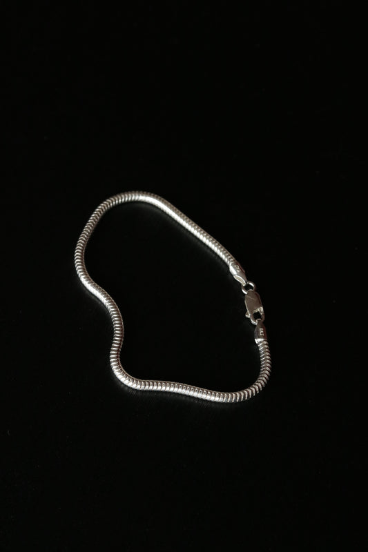 Men's silver snake chain bracelet.