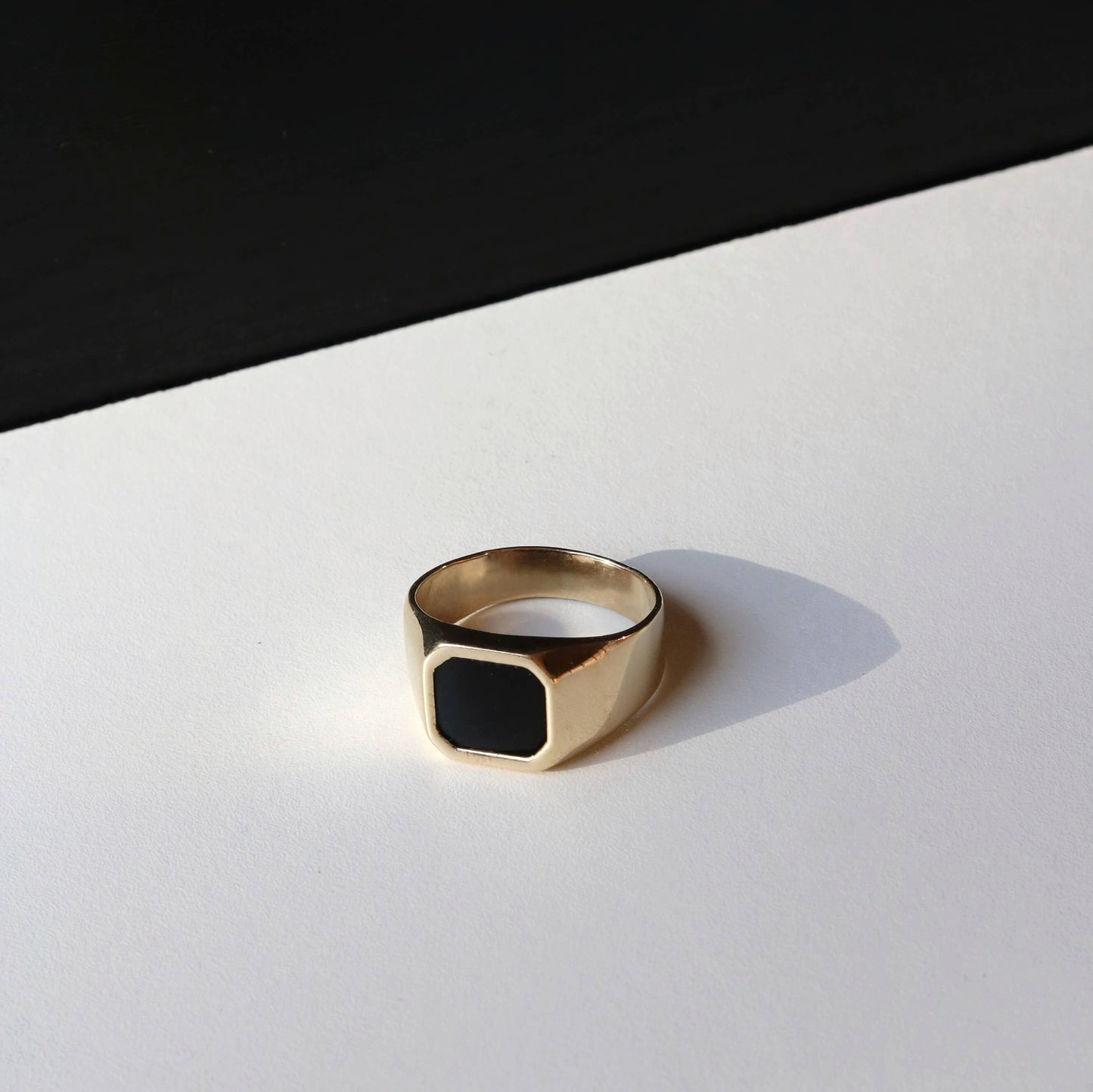 Men's Square Signet Ring with Black Onyx