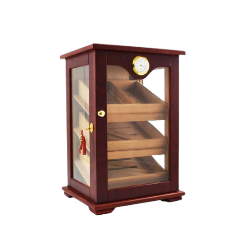 Large Mahogany Wood and Cedar Humidor - 3 tier