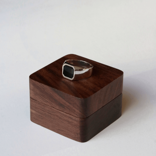Men's Square Signet Ring with Black Onyx