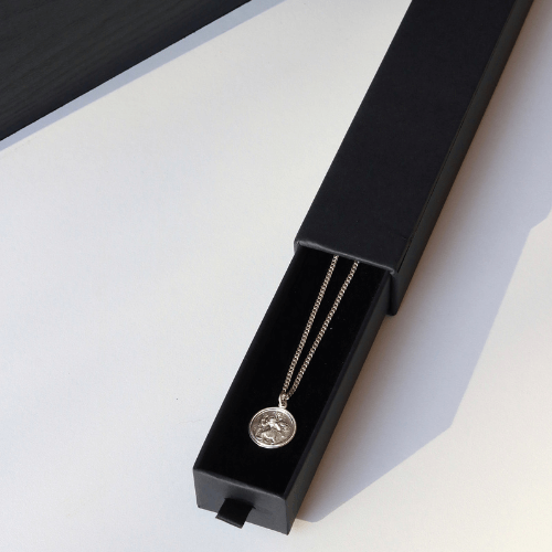 Men's Silver St Christopher Pendant with Cuban link Chain