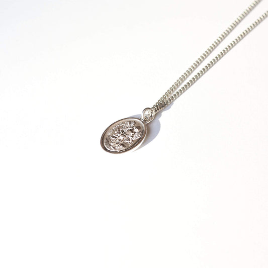 Men's Silver St Michael Pendant and Chain