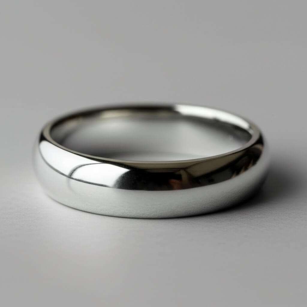 Men's Silver Half-round Ring - Plain Band