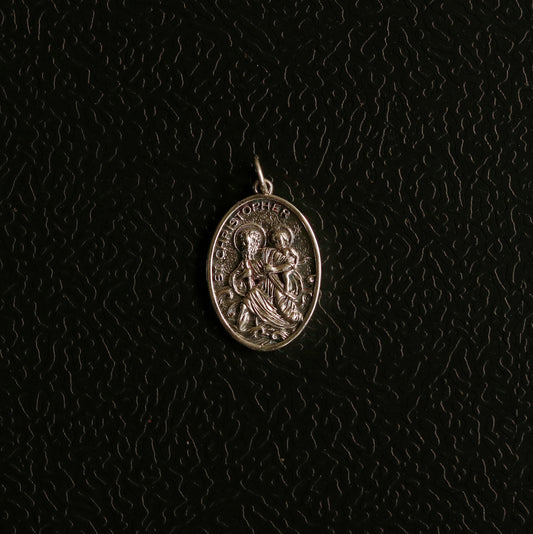 Silver St Christopher Pendant with Cuban link Chain Vesrion 2.0