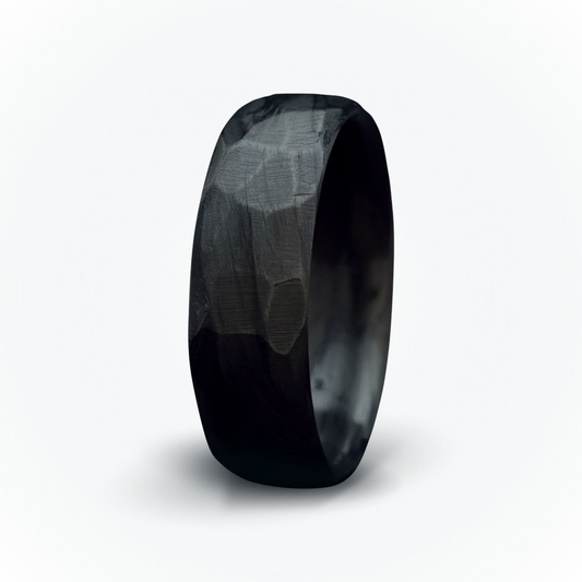 Carbon Fibre Ring - Hammered Finish