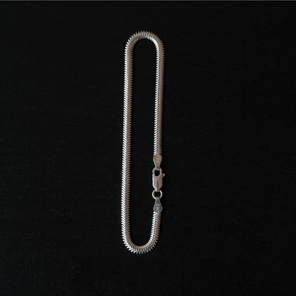 Men's Silver Flat Snake Chain Bracelet.