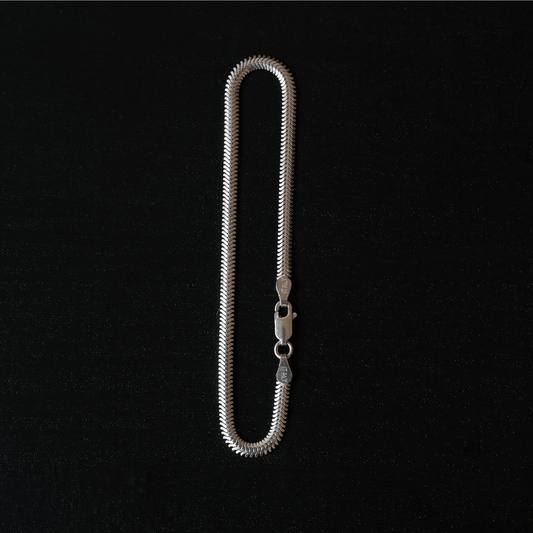 Men's Silver Flat Snake Chain Bracelet.