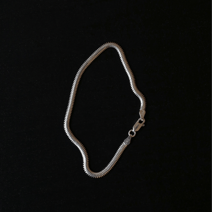 Men's Silver Flat Snake Chain Bracelet.