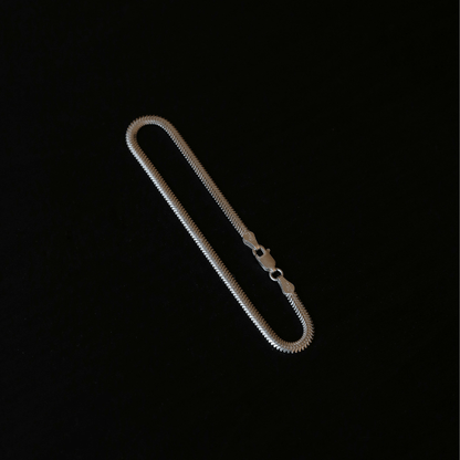Men's Silver Flat Snake Chain Bracelet.