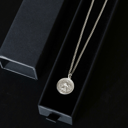 Men's Silver St Christopher Pendant with Cuban link Chain