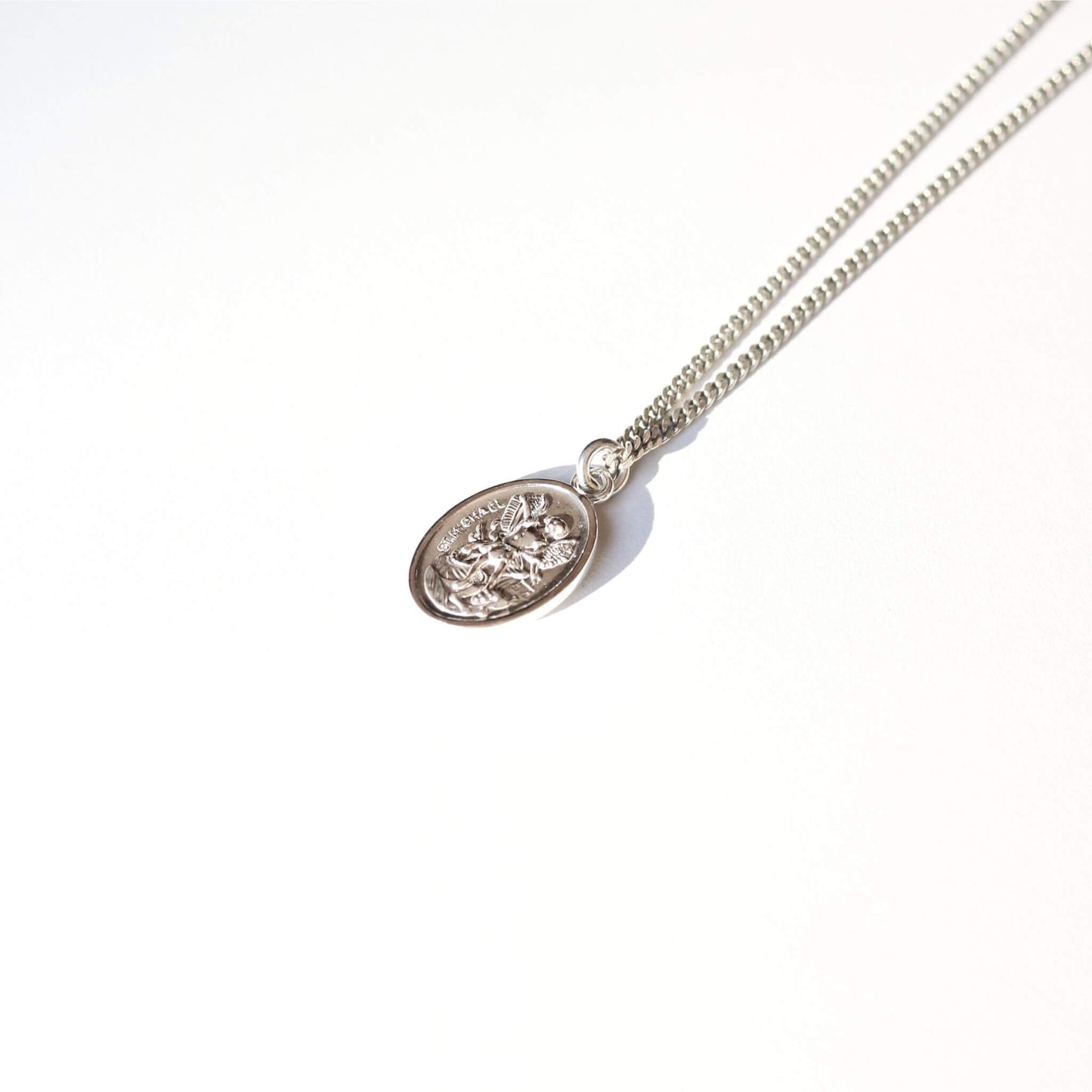 Men's Silver St Michael Pendant and Chain