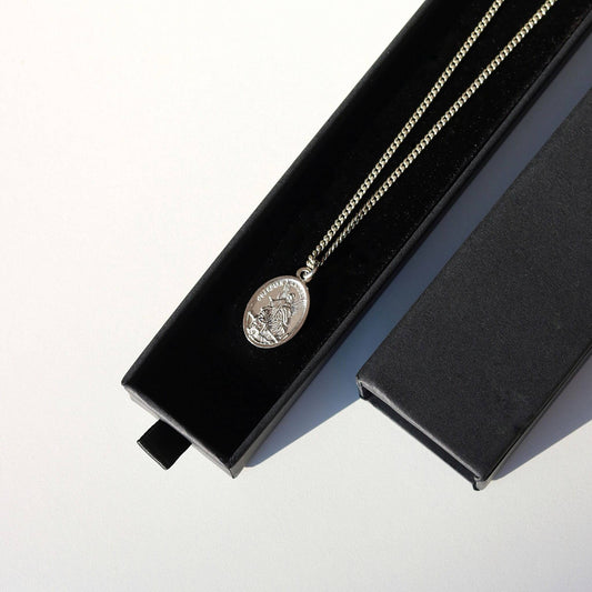 Men's Silver St Michael Pendant and Chain